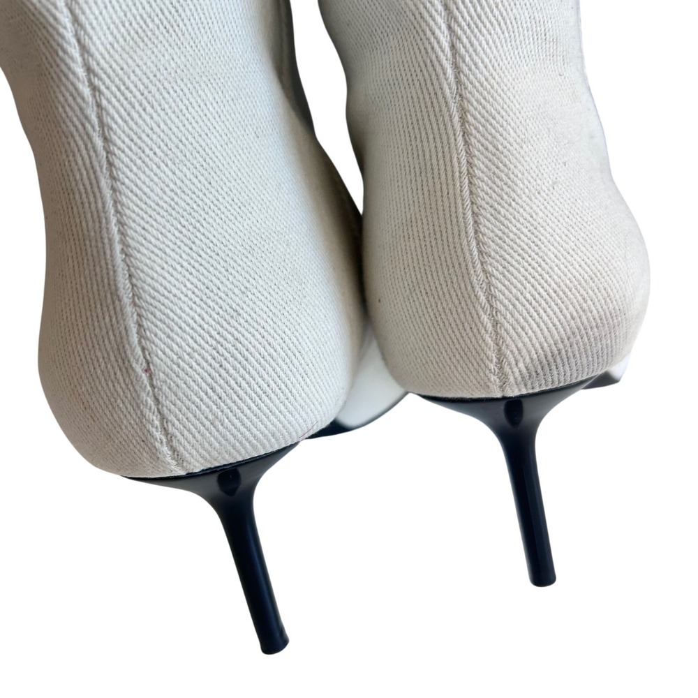 Zara Knee High Denim Boots Womens Size 9 EU 40 White Stiletto Pointed Toe - Picture 9 of 14